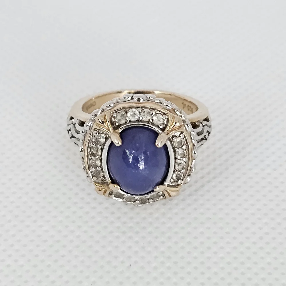 Genuine Iolite & Topaz Victoria Wieck Ring In 18k over Sterling Silver Sz 8 - Picture 2 of 7